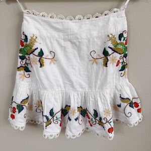 Farm Rio Embroidered Mini Skirt